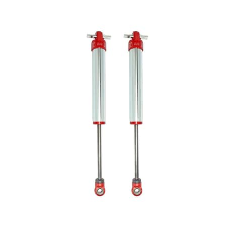 Afe Hydraulic, 2 Inch Diameter, With Reservoir, Adjustable, Without Shock Boots, Silver/ Red, Set of 2 402-0052-02
